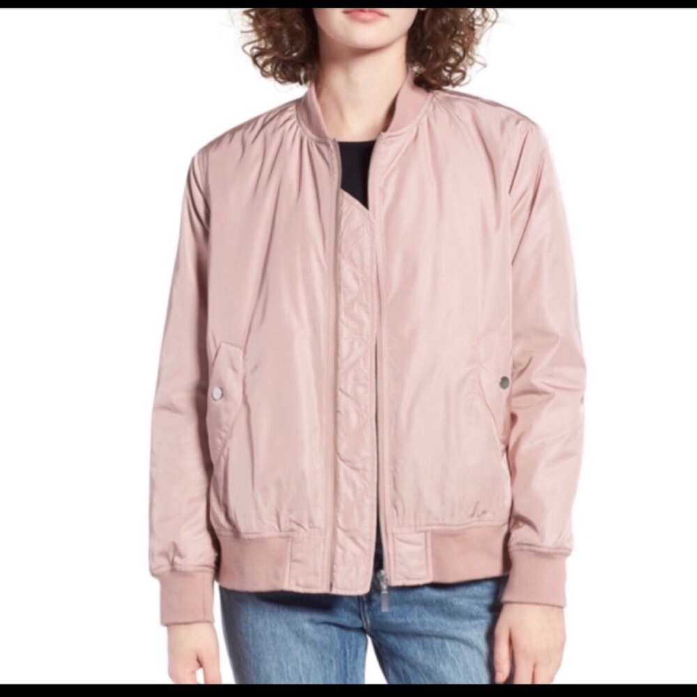 Nordstrom Bp Pink Satin Bomber Pleat Swing Jacket S Retro Coat